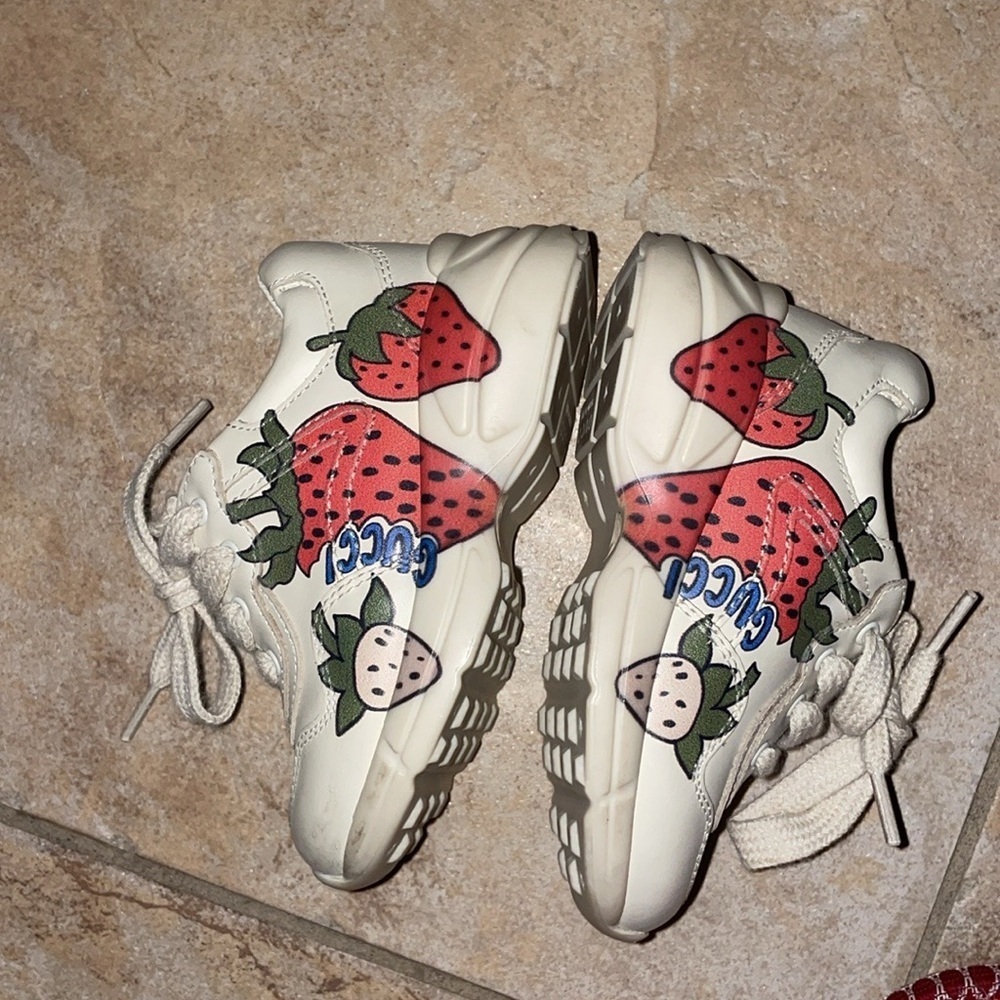 Baby Gucci Beige Multicolour Rhyton Strawberry Sneaker size 20 - Picture 9 of 9